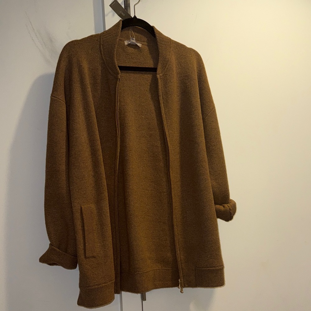 J. Crew Tan Ribbed Cardigan Zip up